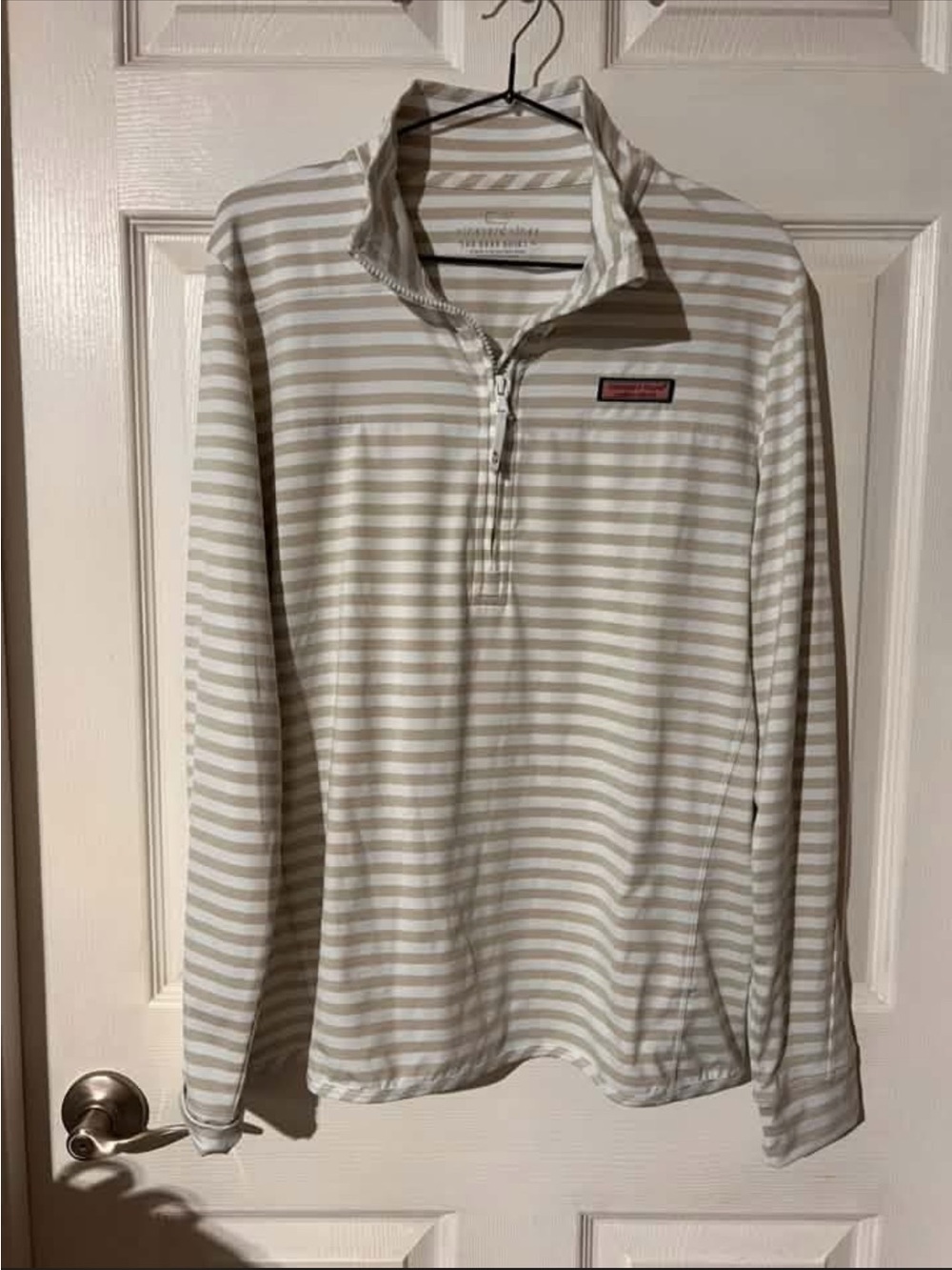 Vineyard Vines Striped Quarter-Zip Pullover - Cream & White